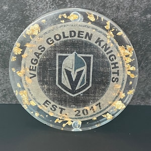 Vegas Golden Knights Round Resin Coaster – Handmade with Gold Foil Flakes