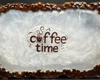 Coffee Time Resin Tray Decor • Kitchen Serving Tray