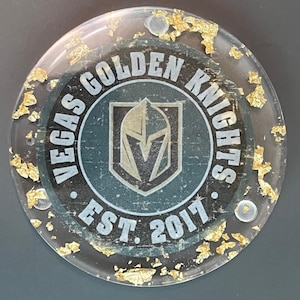 Vegas Golden Knights Resin Coaster – Handmade with Gold Foil Accents