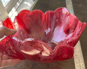 Bol de flor de Pascua / Centro de mesa navideño rojo / Regalo de decoración navideña de resina