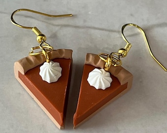 Pumpkin Pie Earrings | Polymer Clay Dessert | Thanksgiving Jewelry | Gift