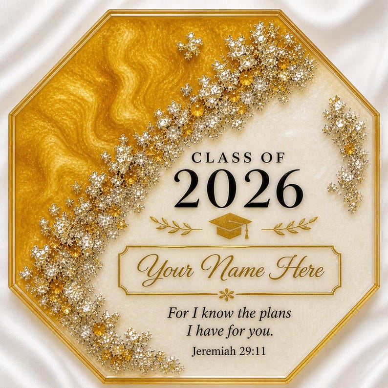 Octagonal Graduation Caps Class of 2026 Graduation Gift, Personalized Plaque Keepsake, Custom ...