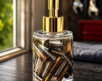 Bullet Soap Dispenser Gift for Men Dad Veteran Patriotic Man Cave Decor