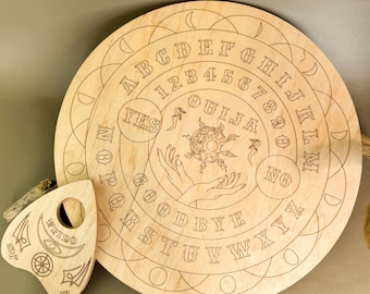 Wooden Ouija Board with Talking Planchette - Witches Divination Tool