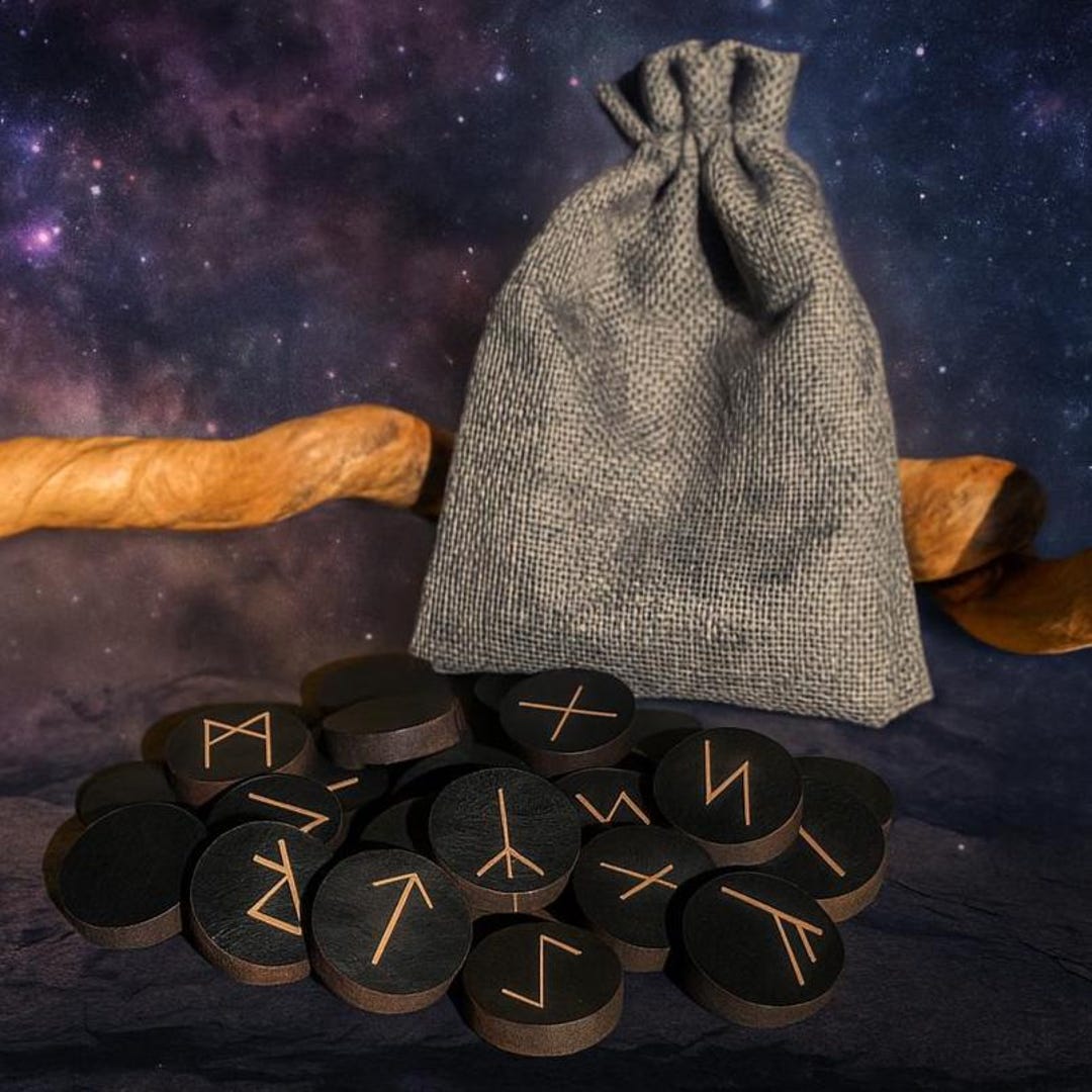 Rune Set Viking Rune Stones Wooden Runes Blanks Nordic Symbols Mystic ...
