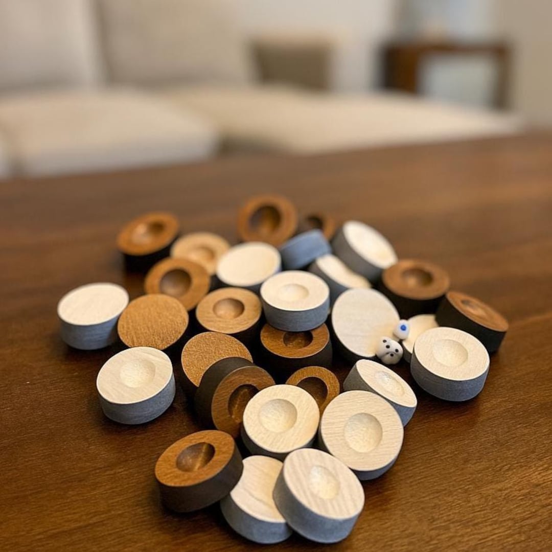Backgammon Set Wooden Chips Backgammon Checkers Game Pieces Wood ...