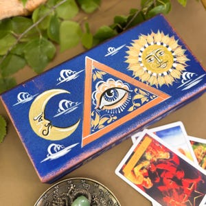 Tarot Card Holder Wooden Tarot Spiritportal Organizer Divination Tools Gift for Mabon Esoteric Storage Box Witch Gift Tarot of the Day