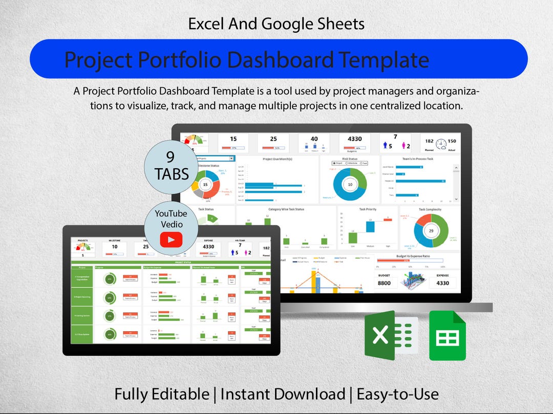Project Portfolio Dashboard Template | All in One Project Tracking ...