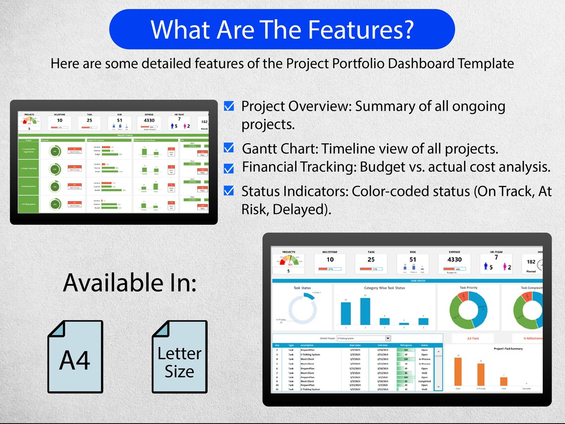 Project Portfolio Dashboard Template | All in One Project Tracking ...