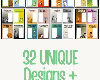 Dierlijke lunchbox-notities: 32 positieve prints voor kinderen (pdf-download)