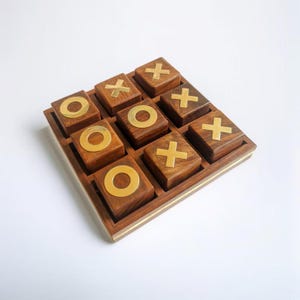 Wooden Tic Tac Toe Game- 6&quot; x 6&quot; | Tic Tac Toe Game for Kids and Family Board Games | tabletop Naught | Birthday Gift |