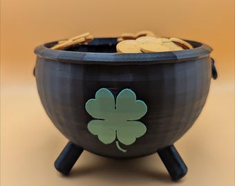 St. Patrick's Day Pot of Gold Planter with Shamrock Accents
