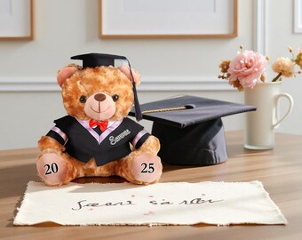 Graduation Bear Plush Stuffed Animal Toys, Plush Bear With Grad Cap And