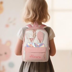 Sac à dos pour enfant avec prénom personnalisé, cartable oreilles de lapin pour tout-petit, cadeau sac à dos personnalisé pour enfant, cadeau baby shower, sac de maternelle