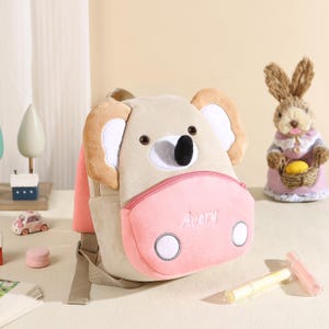 Sac à dos personnalisé pour tout-petit, sac à dos personnalisé en peluche pour enfants avec nom, cartable pour filles, cadeau de baby shower, cadeau de rentrée scolaire, rose