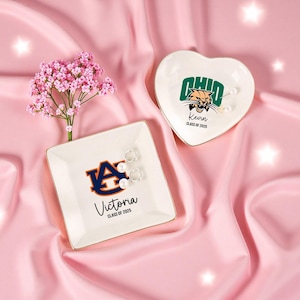 Personalized Graduation Jewelry Dish - Custom University Logo Trinket Ring Dish - Class of 2025 College Graduation - Graduation Gift For Her