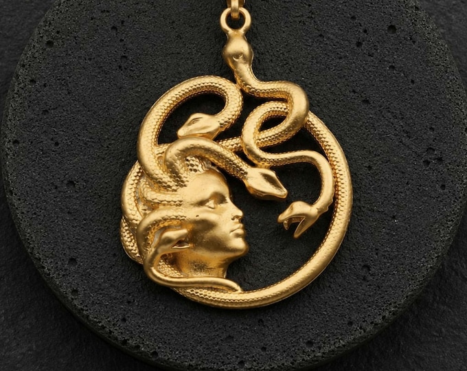 Gorgon Medusa Gothic Snake Necklace, Greek Goddess Mythology Jewelry, Snake Pendant, Gift For Her