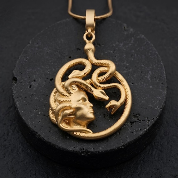 Gorgon Medusa Gothic Snake Necklace, Greek Goddess Mythology Jewelry, Snake Pendant, Gift For Her