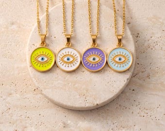 Colar com Pingente de Olho Grego - Amuleto de Proteção Colorido - Joia de Boa Energia - Presente de Aniversário para Ela - Presentes de Dia dos Namorados