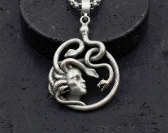 Snake Medusa Necklace, Greek Goddess Mythology Jewelry, Gothic Medusa Necklace, Everyday Necklace, Gift For Her, Gift For Him