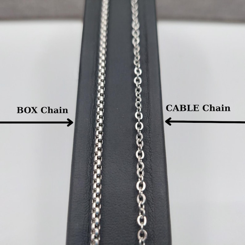 High-quality silver-tone stainless steel necklace chains in various lengths and styles. Durable, tarnish-free, and waterproof silver color chains with a secure clasp. Hypoallergenic and lead-free jewelry for sensitive skin, ideal for pairing with a cross or mythological pendant.