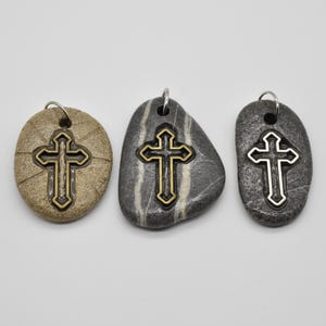 Handmade Stone Cross Necklace – Carved Stone Cross Necklace  Natural  Stone Necklace - Christian Gift -Jesus Necklace - Gift For Her