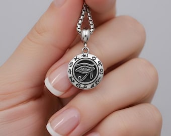 Minimalist Eye of Horus Necklace, Stainless Steel Protection Amulet Pendant, Ancient Egyptian Spiritual Jewelry