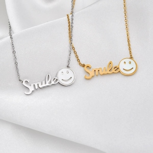 Smiley Face Necklace - 316L Stainless Steel Happy Pendant- Christmas gift- Gift For Her