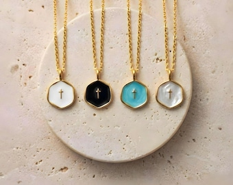 Colar com Cruz Dourada - Pingente Religioso Delicado - Joias Cristãs Minimalistas - Presente de Aniversário para Ela - Presente de Dia dos Namorados