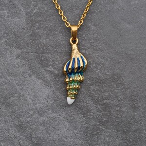 Enamel Seashell Necklace: 18K Gold Plated Brass, Colorful Summer Jewelry