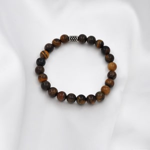 Tiger Eye Bracelet for Men: 8mm Gemstone, Protection & Confidence
