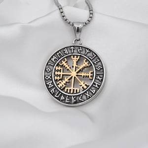 Vegvisir Viking Compass Necklace - Runes Necklace - Runic Necklace - Viking Alphabet Necklace - Nordic Viking Pendant - Gift For Her