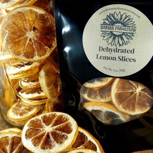 Dehydrated Lemon Slices - 1 oz. - approximately 12 slices - Organic - Garnish - Crafting - Decor - Potpourri - Dried Fruit