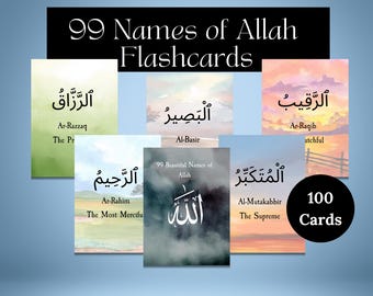 99 Names of Allah Flashcards: Islamic Education Cards (PDF)