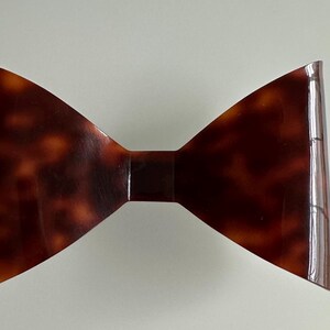 Vintage Tortoise Shell Bow Shaped Barrette Made In France Vintage Faux Tortoise Shell Celluloid Bow French Hair  main image 4