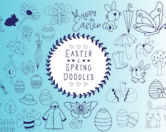 SVG Spring And Easter Doodles Bundle
