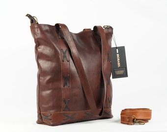 Bolso de mano de cuero marroquí hecho a mano: bolso de hombro bohemio