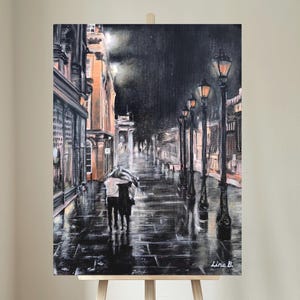 Rainy City Night, Oil Painting By Lina B. | Fine Art Print