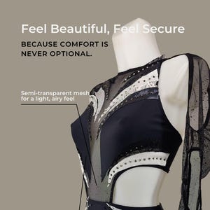 Asymmetrical Pole Dance Bodysuit – Crystal Mesh Costume for Aerial Hoop, Circus & Stage Performance