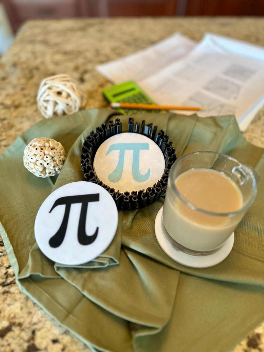 Set of 5 Circle Pi 3D Printed Coasters With Pi Number Holder – Geek ...