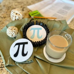 Set of 5 Circle Pi 3D Printed Coasters with Pi Number Holder – Geek Chic Drinkware for Math Lovers & STEM Fans