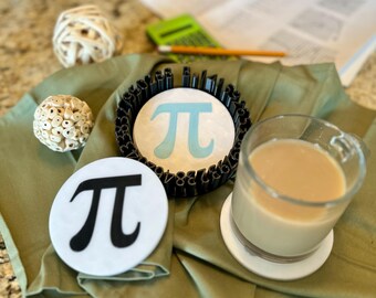 Set of 5 Circle Pi 3D Printed Coasters with Pi Number Holder – Geek Chic Drinkware for Math Lovers & STEM Fans