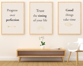 Minimalist Motivational Poster Set – Modern Digital Download Wall Art – 3 Printable Inspirational Quotes