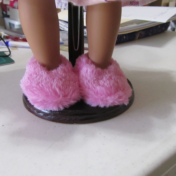 Fuzzy slippers In three colors made to fit dolls like American Girl, Springfield, Our Generation, Etc.