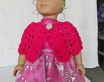 Hand crochet cape in three colors to fit dolls like American Girl, Bitty Baby, Bitty Twin, Our Generation, etc.