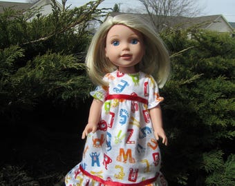 Ruffle Flannel Nightgown for 14" Wellie Wisher Dolls