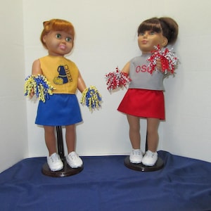 Complete cheer outfit made to fit 18” dolls like American Girl, Springfield Doll, Our Generation, etc.