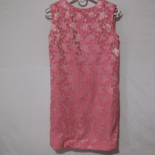 Pink brocade hand made sheath dress from the 70's