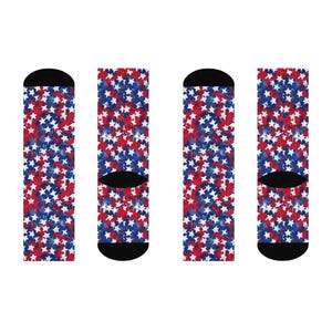 Patriotic Socks Cushioned Crew Socks- American Flag Footwear, Red White Blue Socks, Holiday Apparel, Veteran Gift, Patriotic Accessories