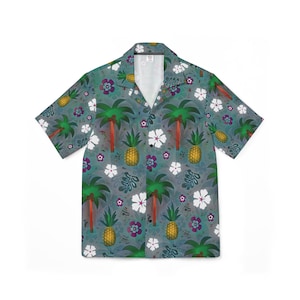 Aloha Pineapple Print Button-Up Shirt: Tropical Luau Outfit